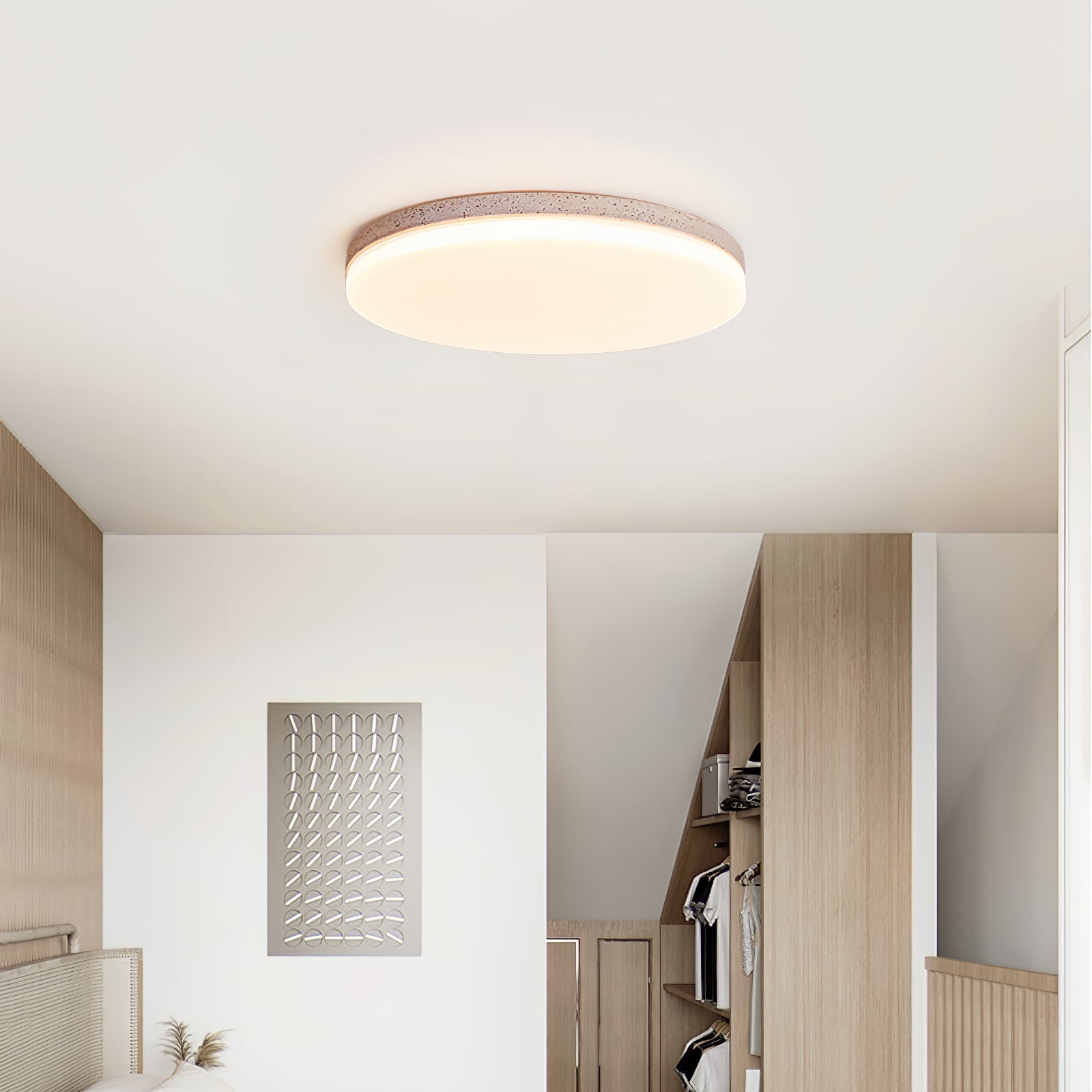 Plafonnier moderne Stroud en Travertin jaune et blanc