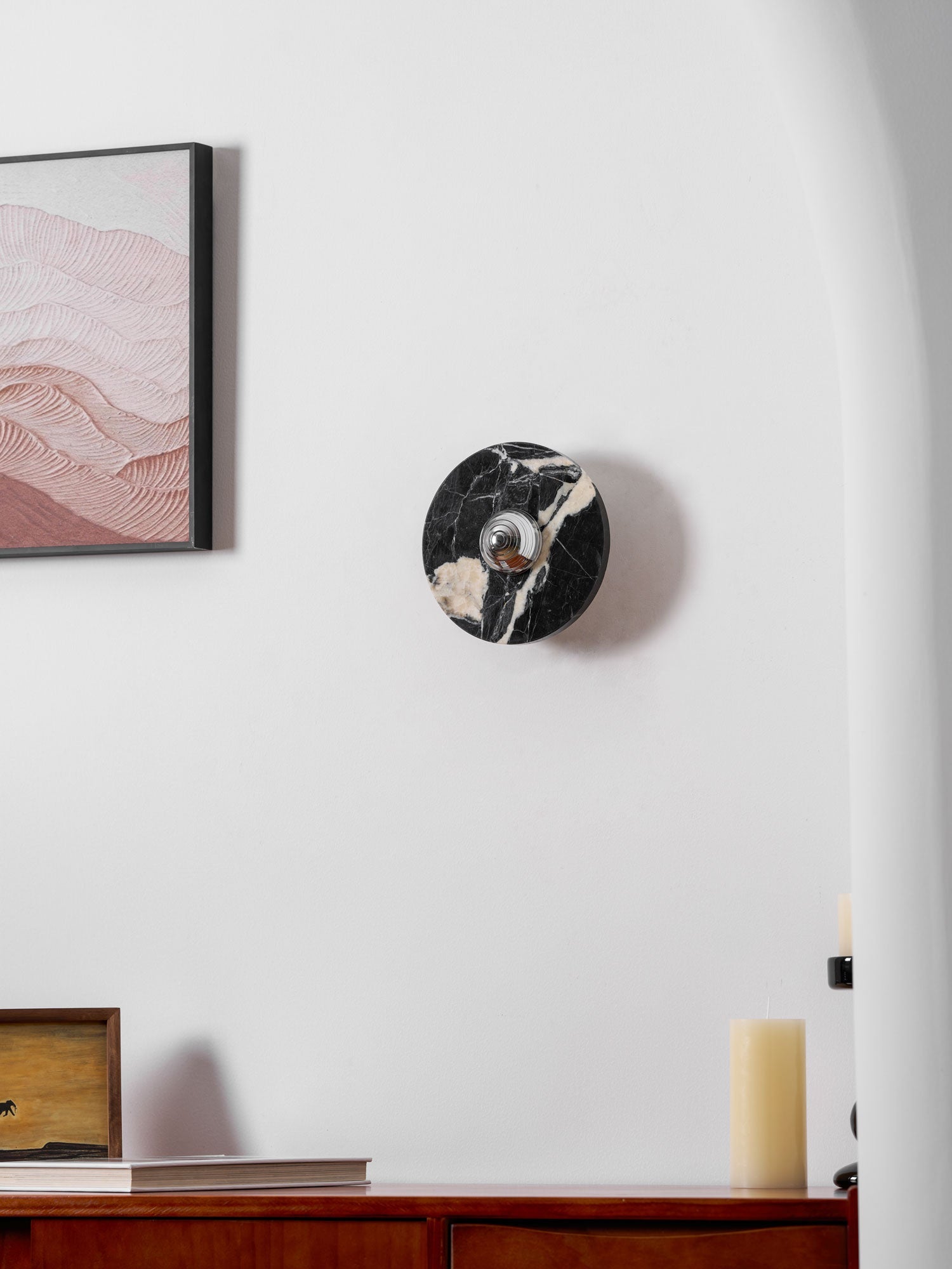 Applique murale moderne Noble en Marbre Noir et chrome