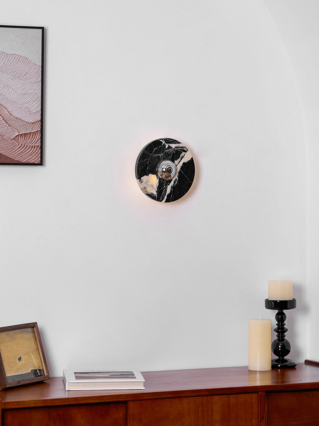 Applique murale moderne Noble en Marbre Noir et chrome