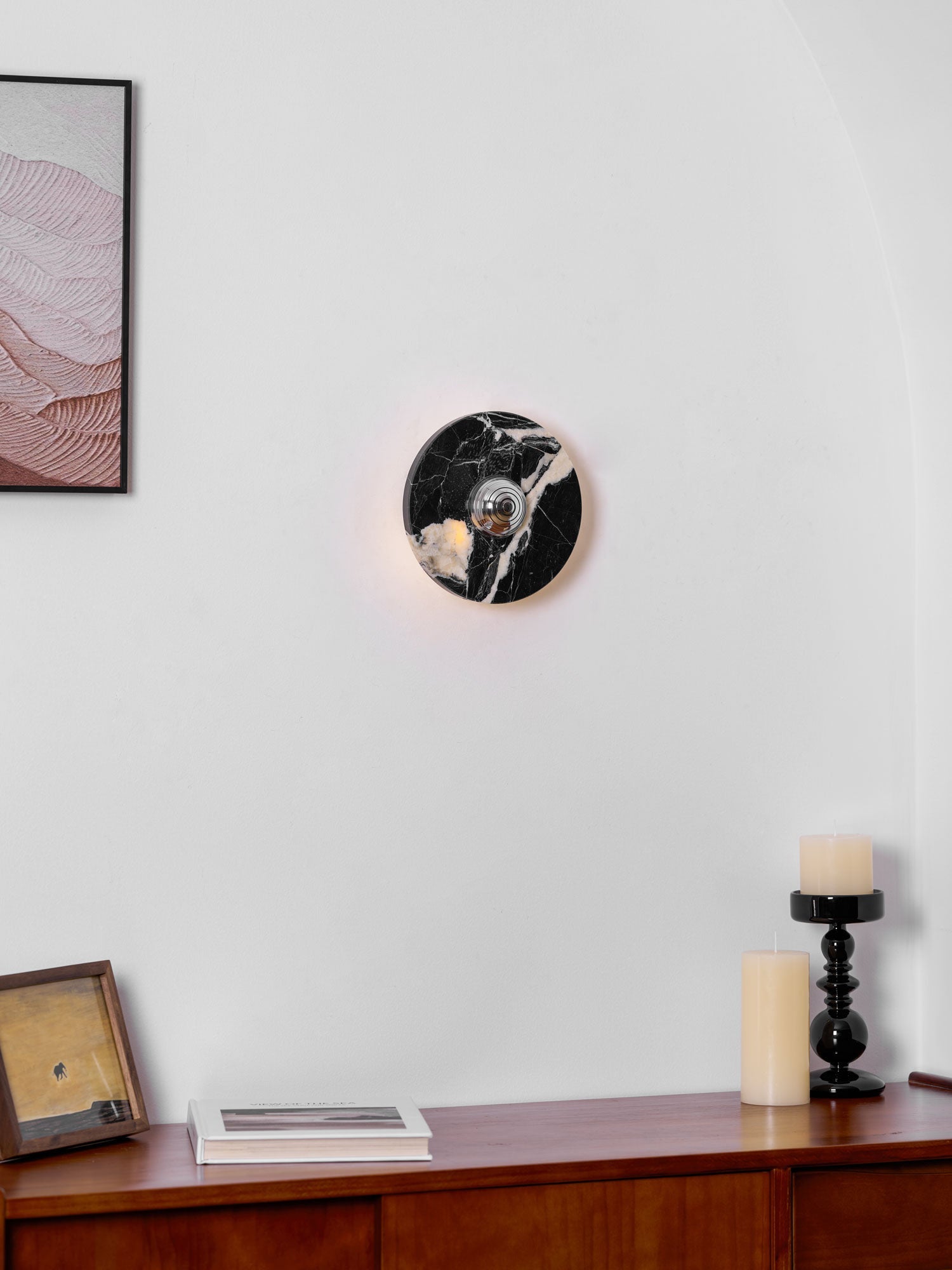 Applique murale moderne Noble en Marbre Noir et chrome