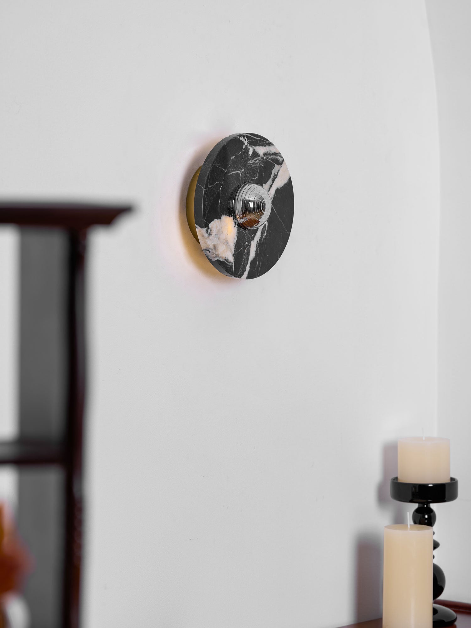 Applique murale moderne Noble en Marbre Noir et chrome