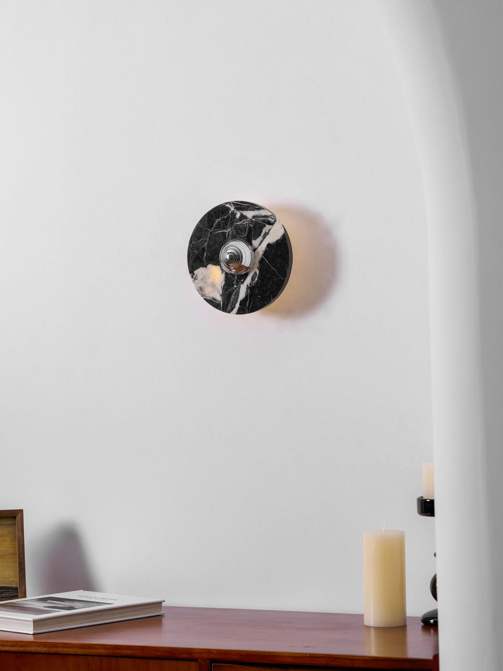Applique murale moderne Noble en Marbre Noir et chrome