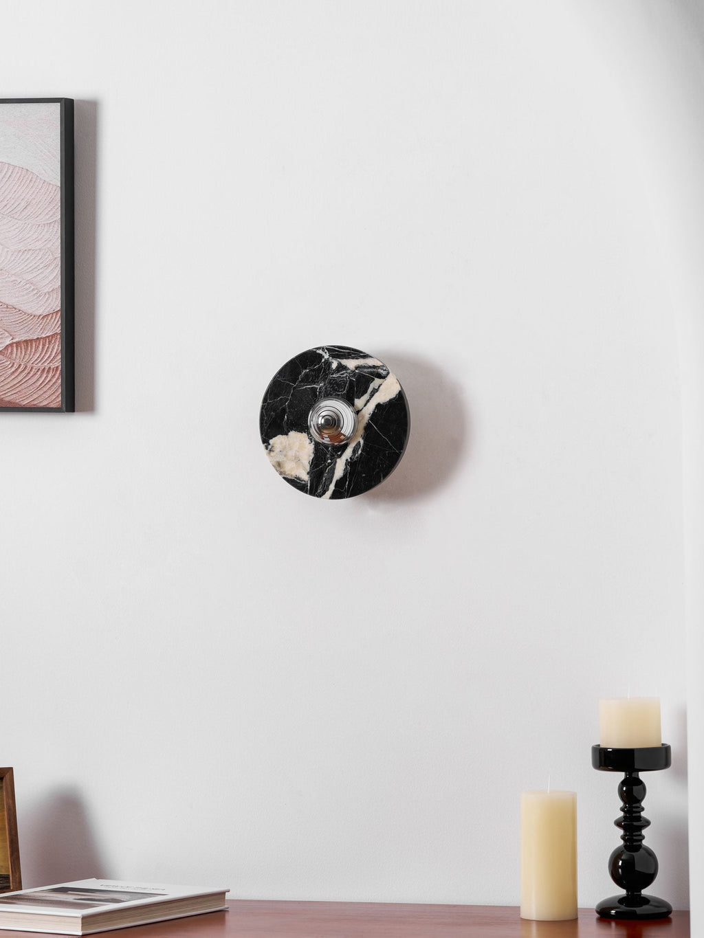Applique murale moderne Noble en Marbre Noir et chrome