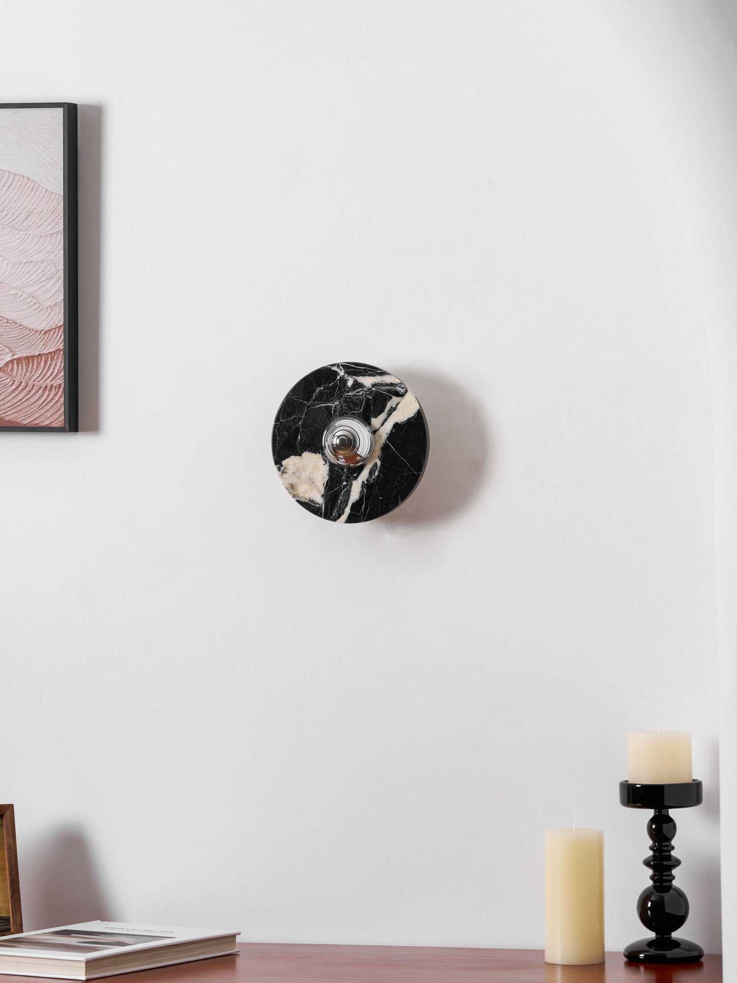 Applique murale moderne Noble en Marbre Noir et chrome