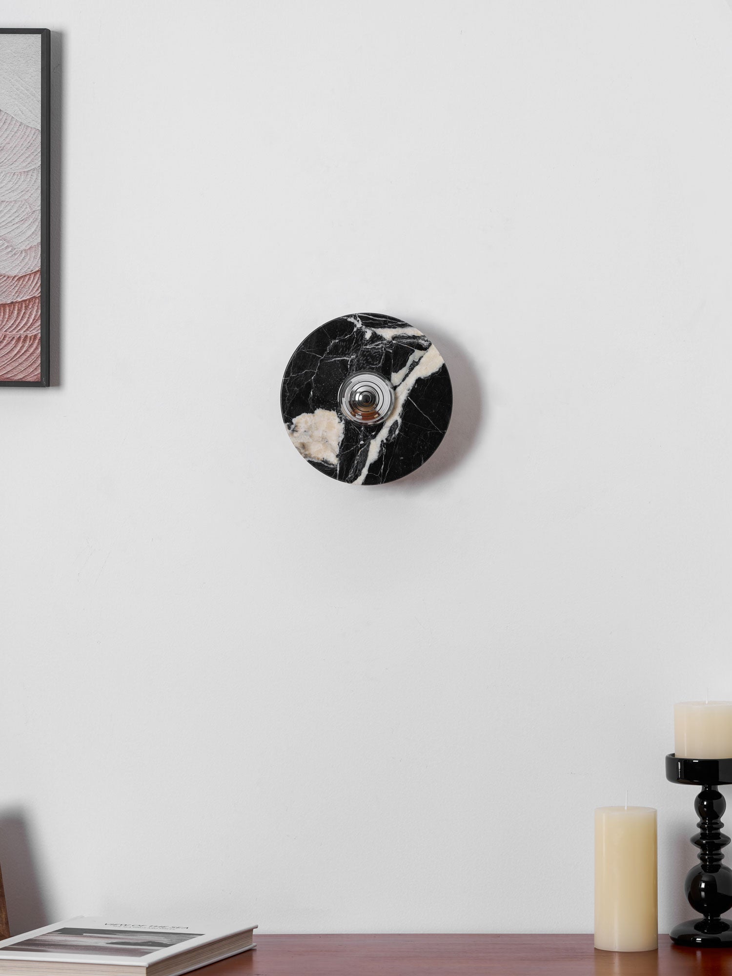 Applique murale moderne Noble en Marbre Noir et chrome