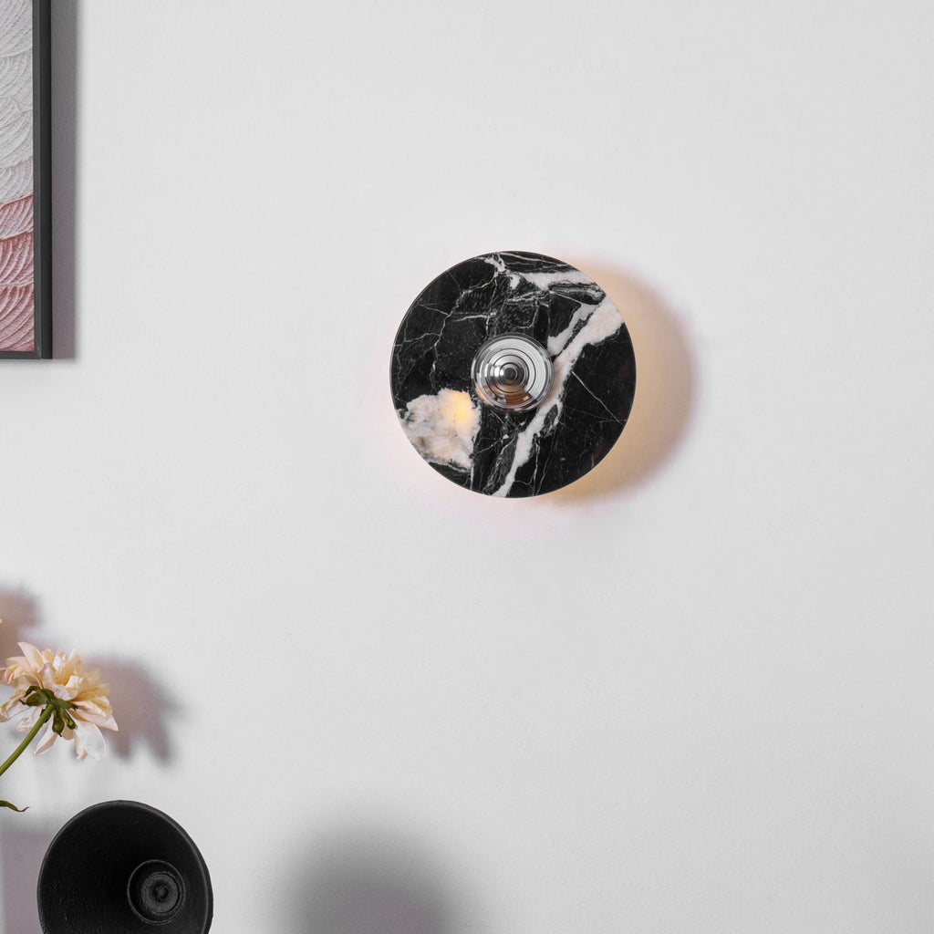 Applique murale moderne Noble en Marbre Noir et chrome