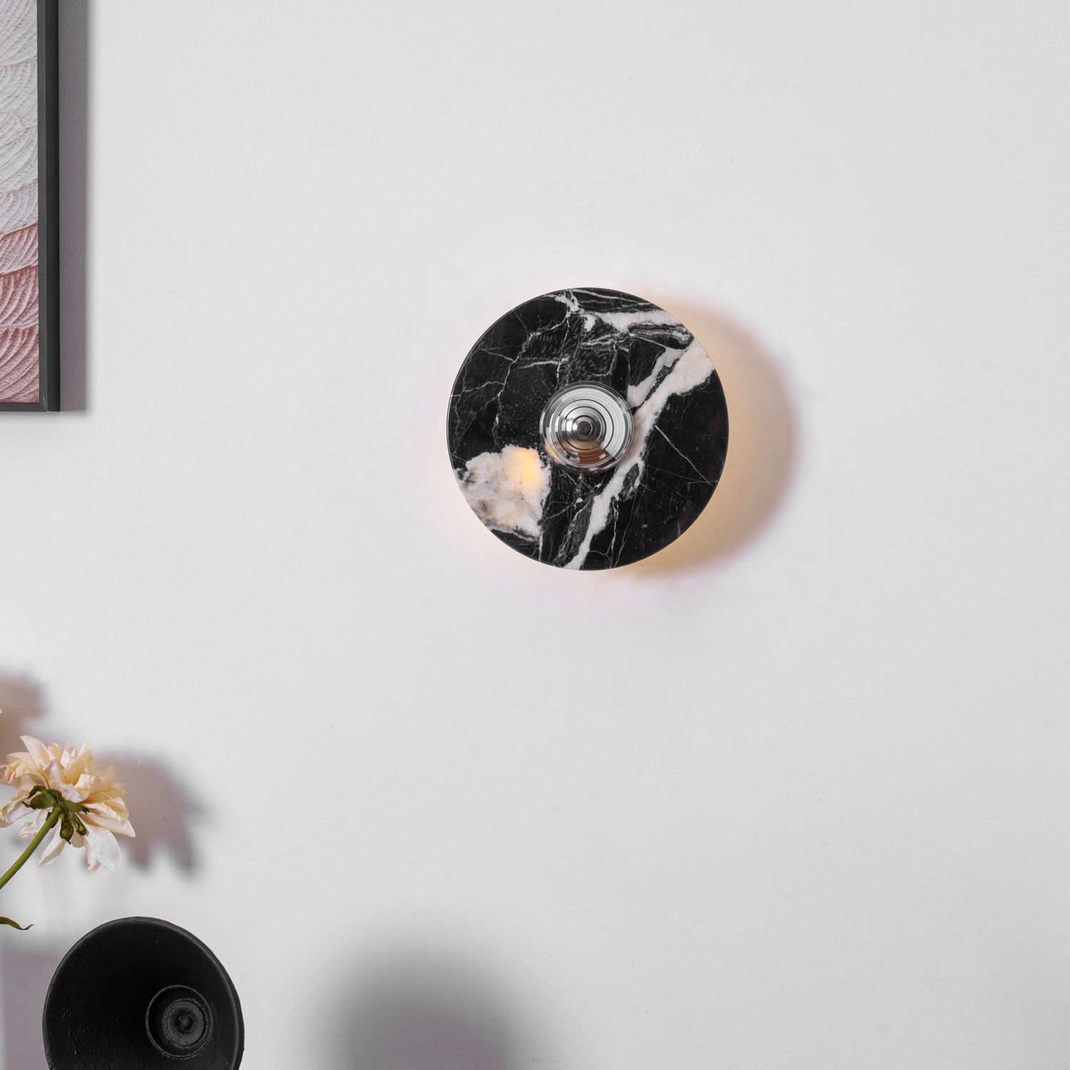 Applique murale moderne Noble en Marbre Noir et chrome
