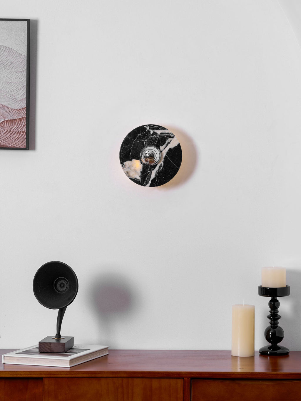 Applique murale moderne Noble en Marbre Noir et chrome