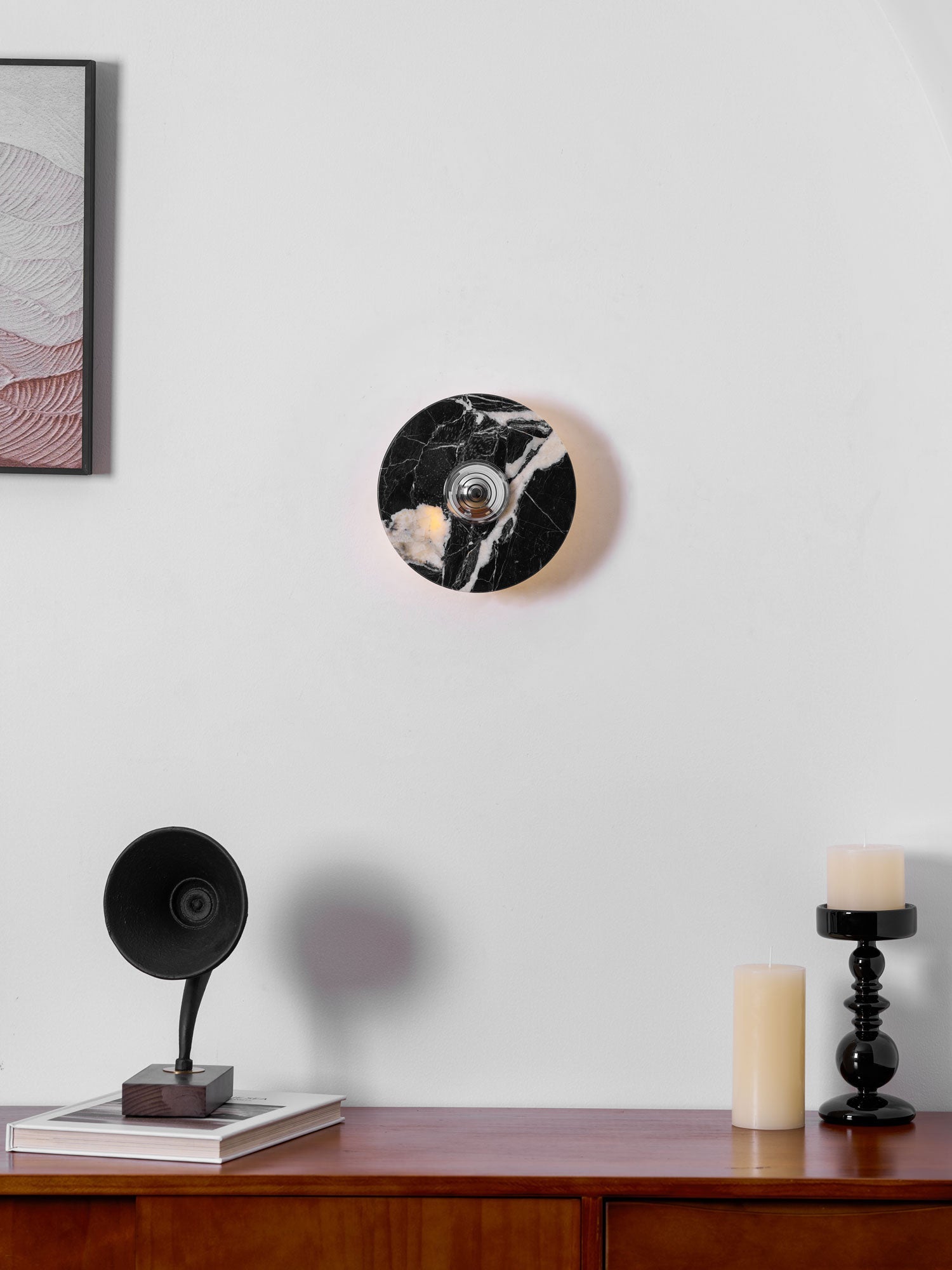 Applique murale moderne Noble en Marbre Noir et chrome