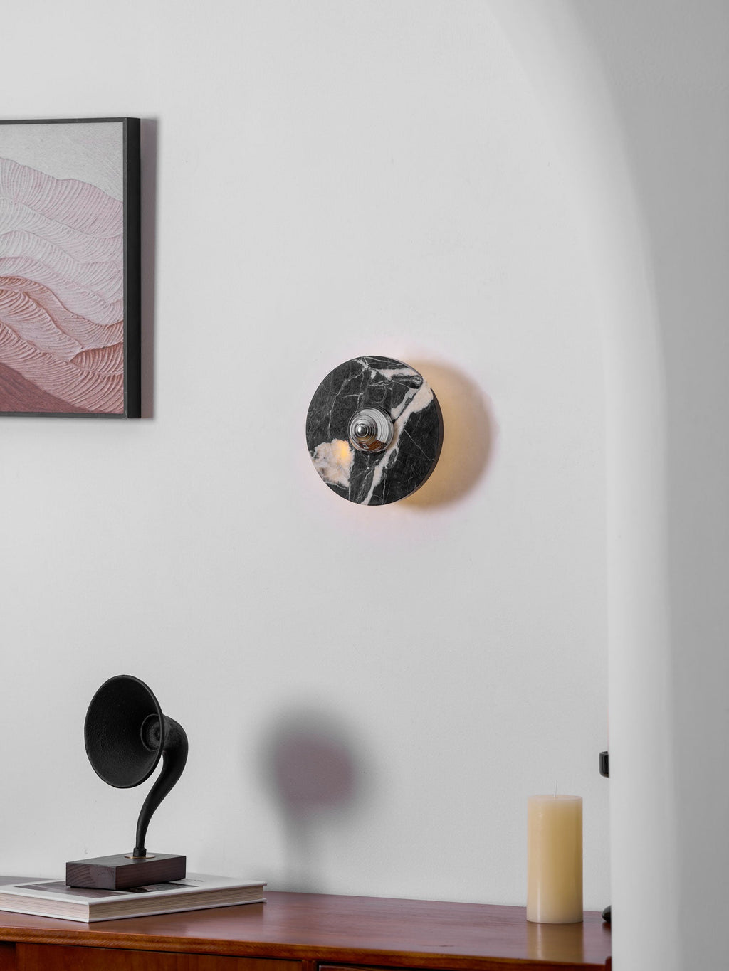Applique murale moderne Noble en Marbre Noir et chrome