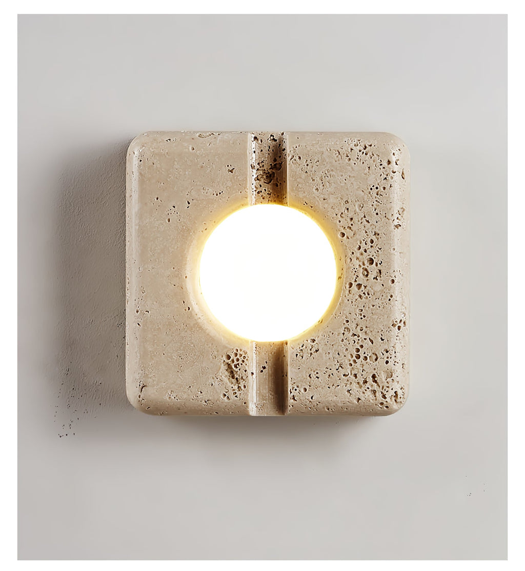 Applique murale moderne Hemmo en Travertin jaune et transparent