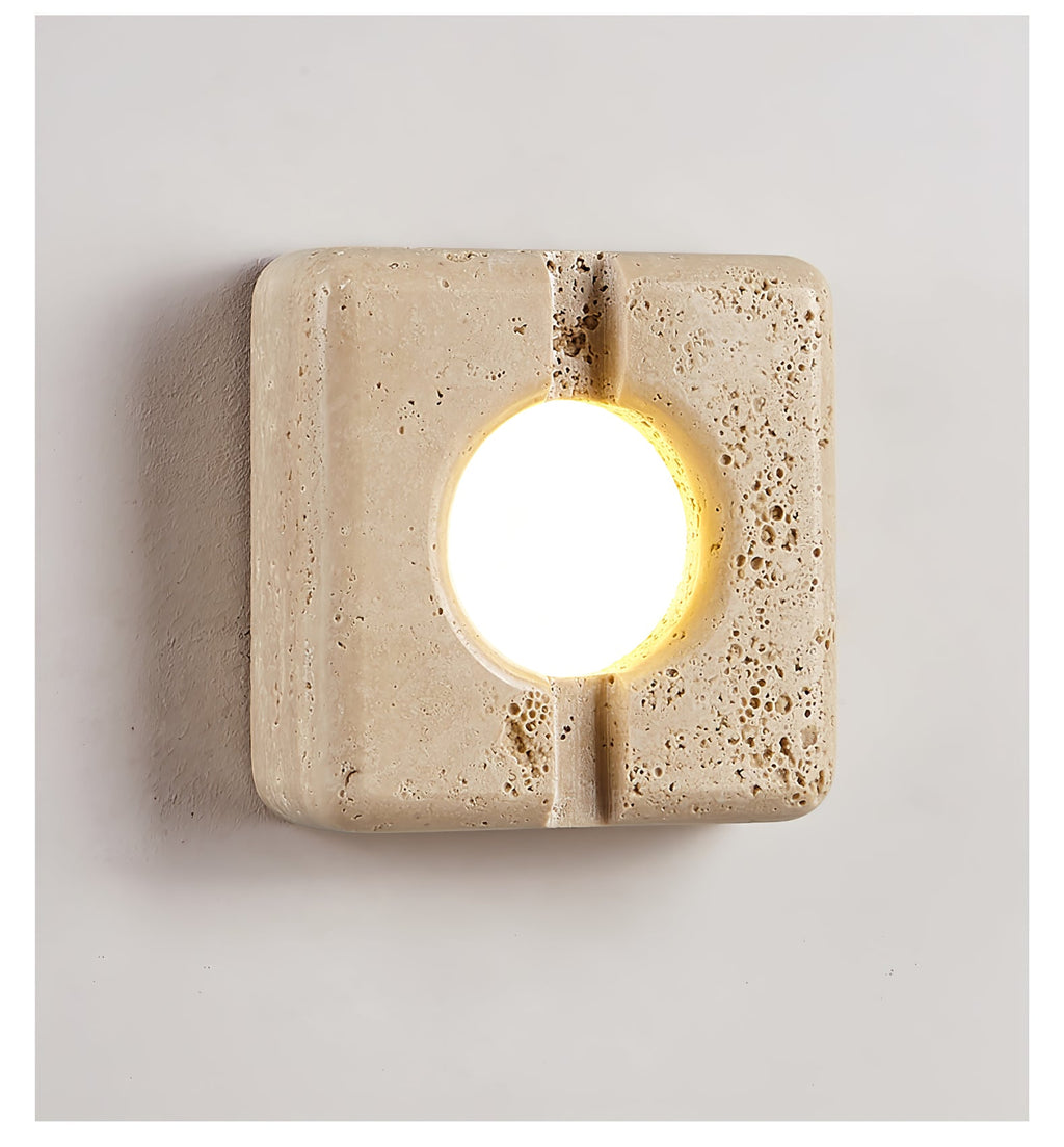 Applique murale moderne Hemmo en Travertin jaune et transparent