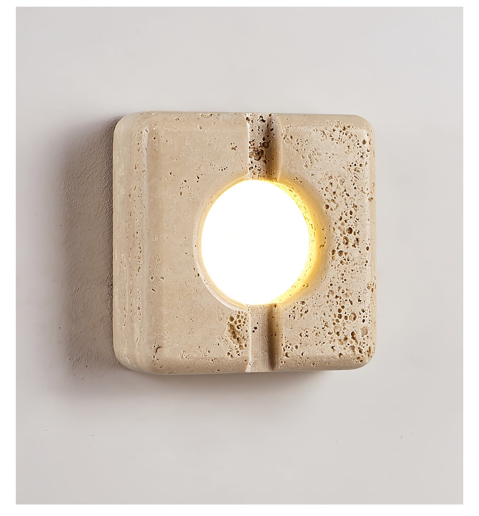 Applique murale moderne Hemmo en Travertin jaune et transparent