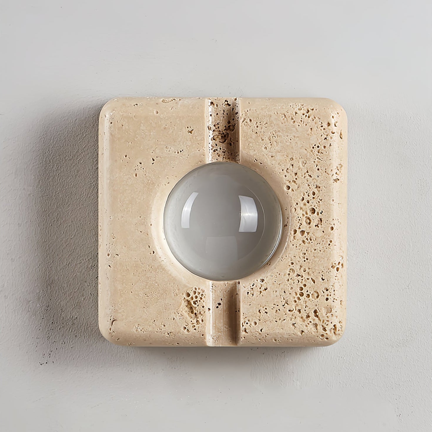 Applique murale moderne Hemmo en Travertin jaune et transparent