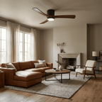Ventilateur de plafond moderne Tarben en Noir et noyer bois