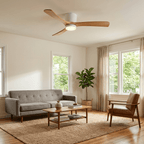 Ventilateur de plafond moderne Tarben en Noir et noyer bois