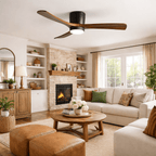 Ventilateur de plafond moderne Tarben en Noir et noyer bois