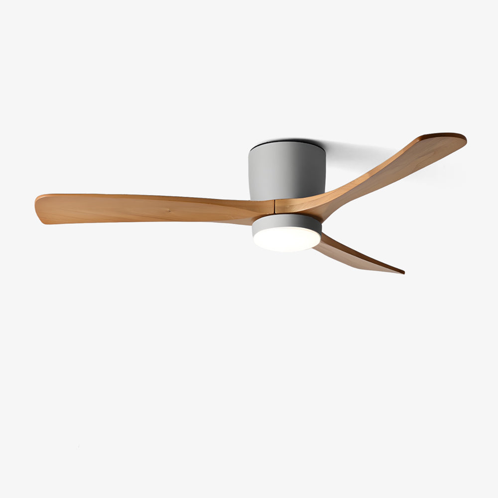 Ventilateur de plafond moderne Tarben en Gris et bois naturel