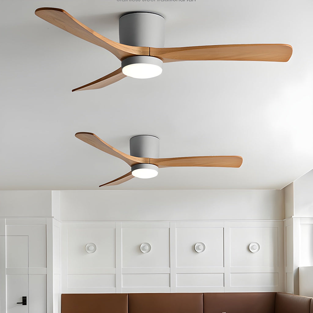 Ventilateur de plafond moderne Tarben en Gris et bois naturel
