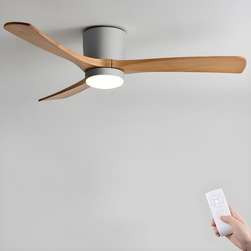 Ventilateur de plafond moderne Tarben en Gris et bois naturel