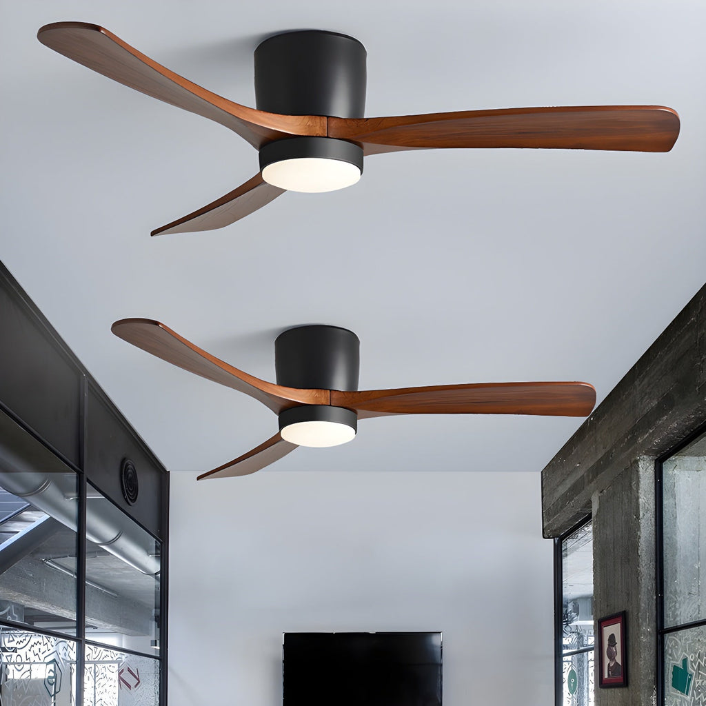 Ventilateur de plafond moderne Tarben en Gris et bois naturel