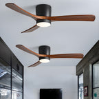 Ventilateur de plafond moderne Tarben en Noir et noyer bois