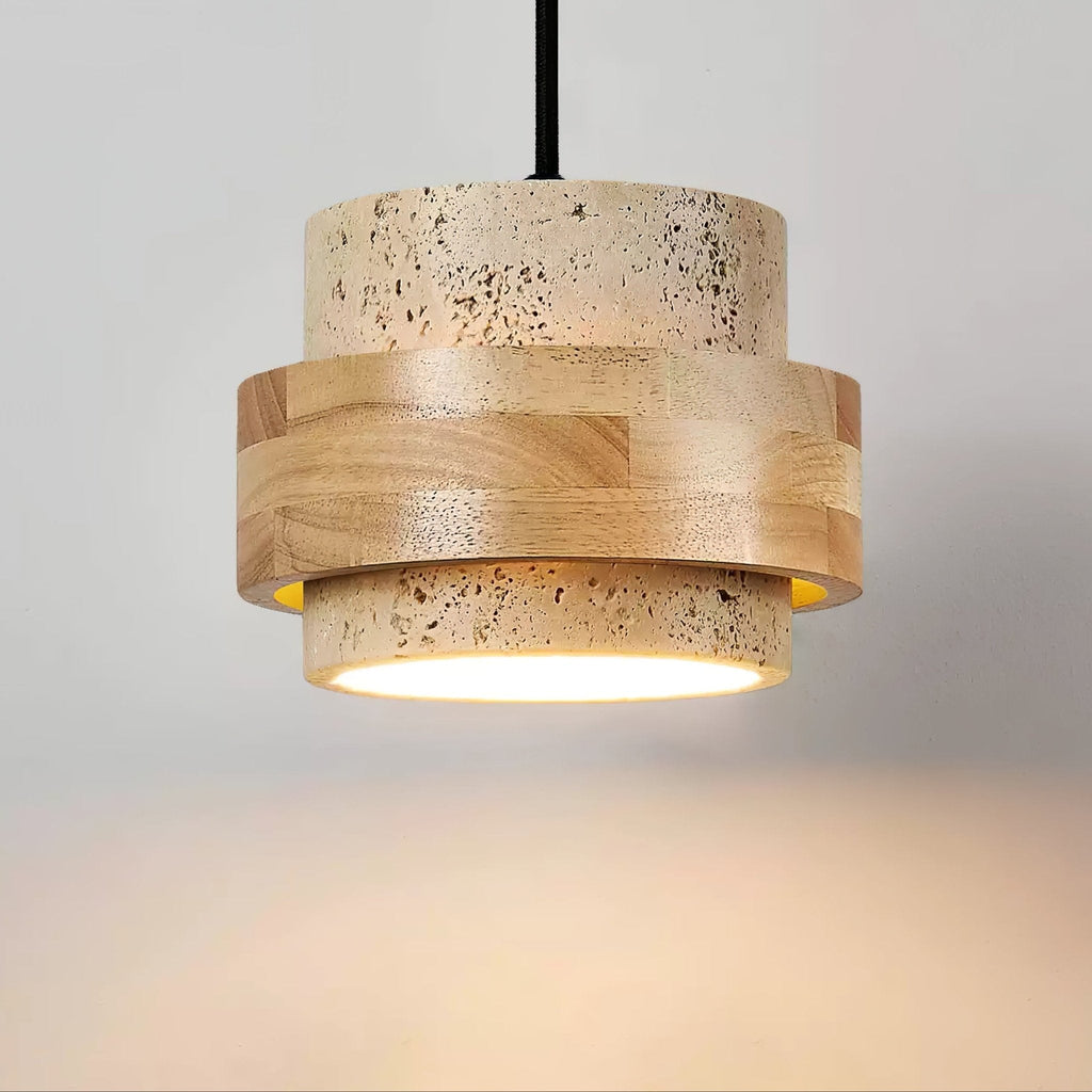 Suspension moderne Arfast en Bois et travertin jaune