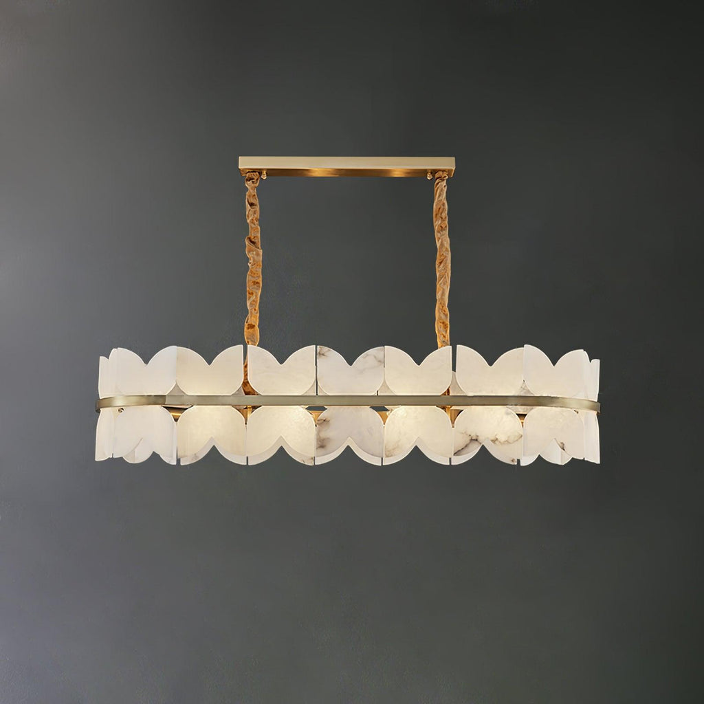 Lustre moderne Anza en Albâtre Or et blanc
