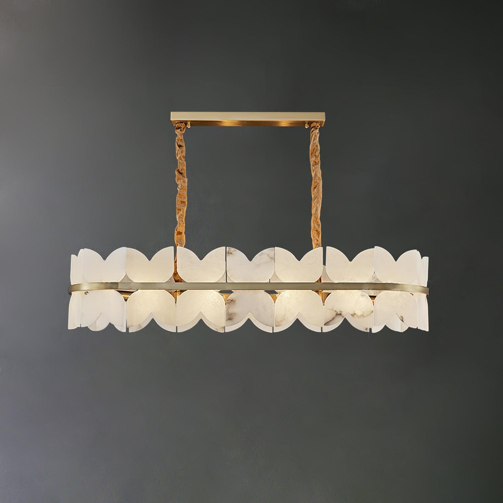 Lustre moderne Anza en Albâtre Or et blanc