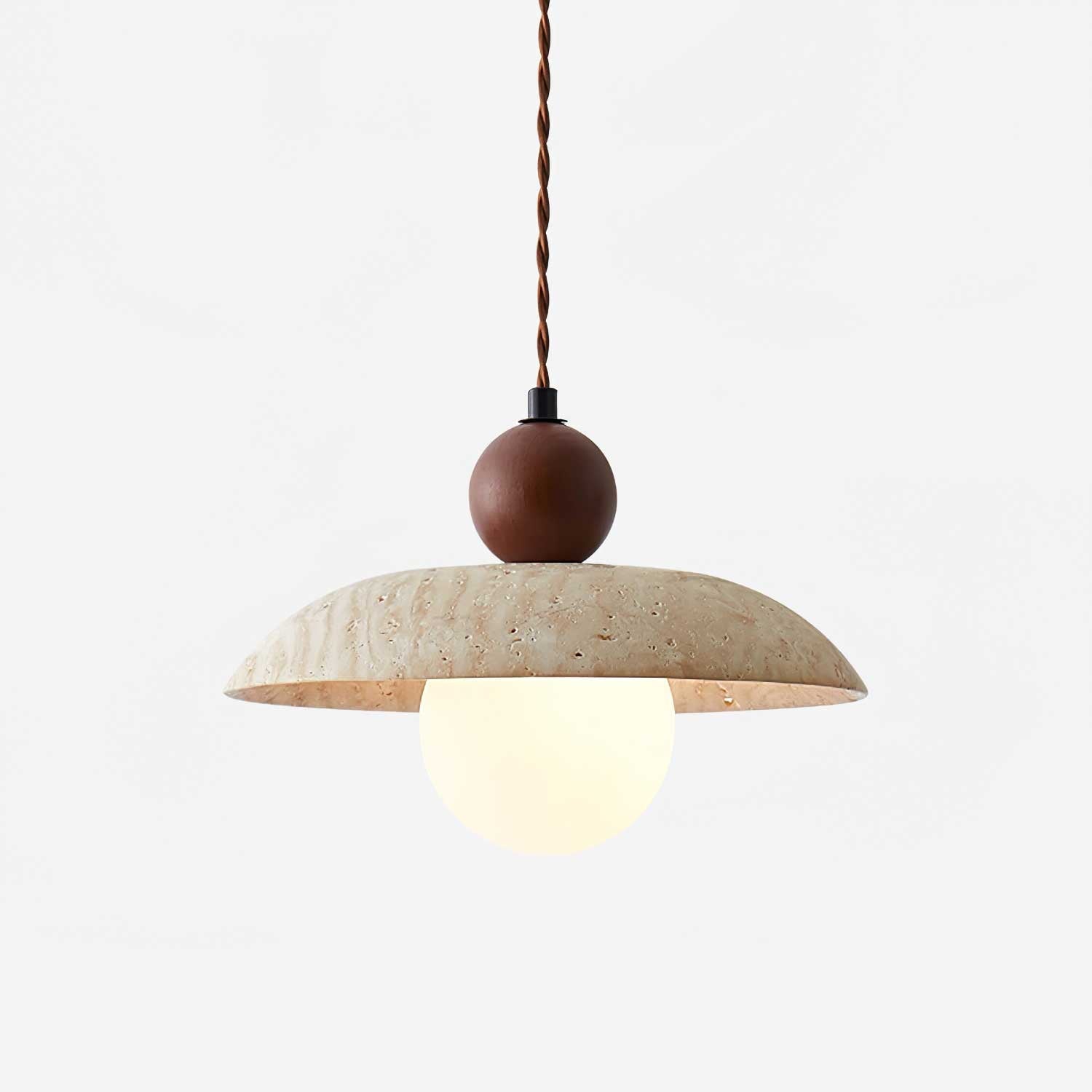 Suspension moderne Rodney en Travertin jaune et noyer bois