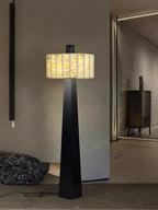 Lampadaire moderne Murdoch en Albâtre Noir et blanc