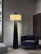Lampadaire moderne Murdoch en Albâtre Noir et blanc