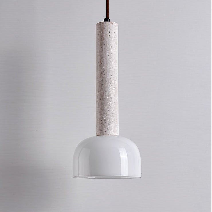Suspension moderne Doran en Beige travertin et blanc