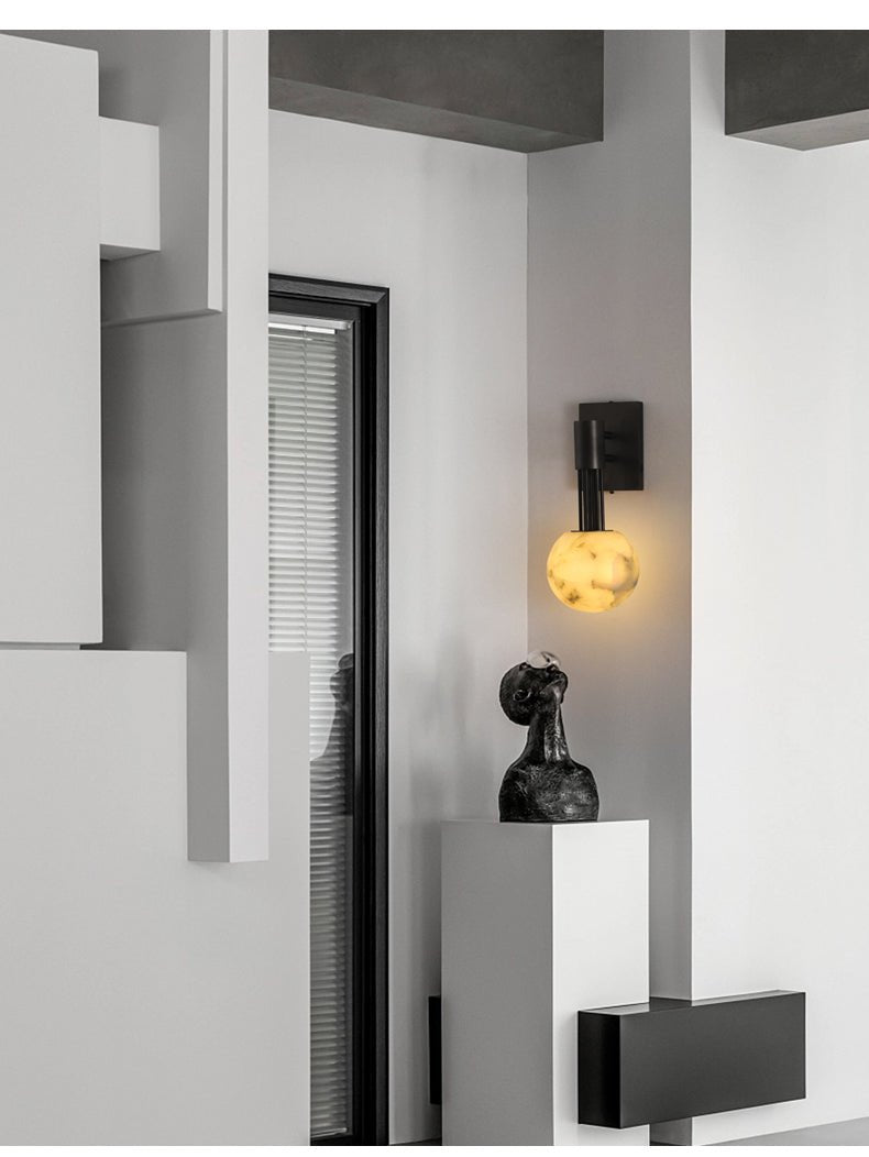 Applique murale moderne Pentti en Albâtre Noir et blanc