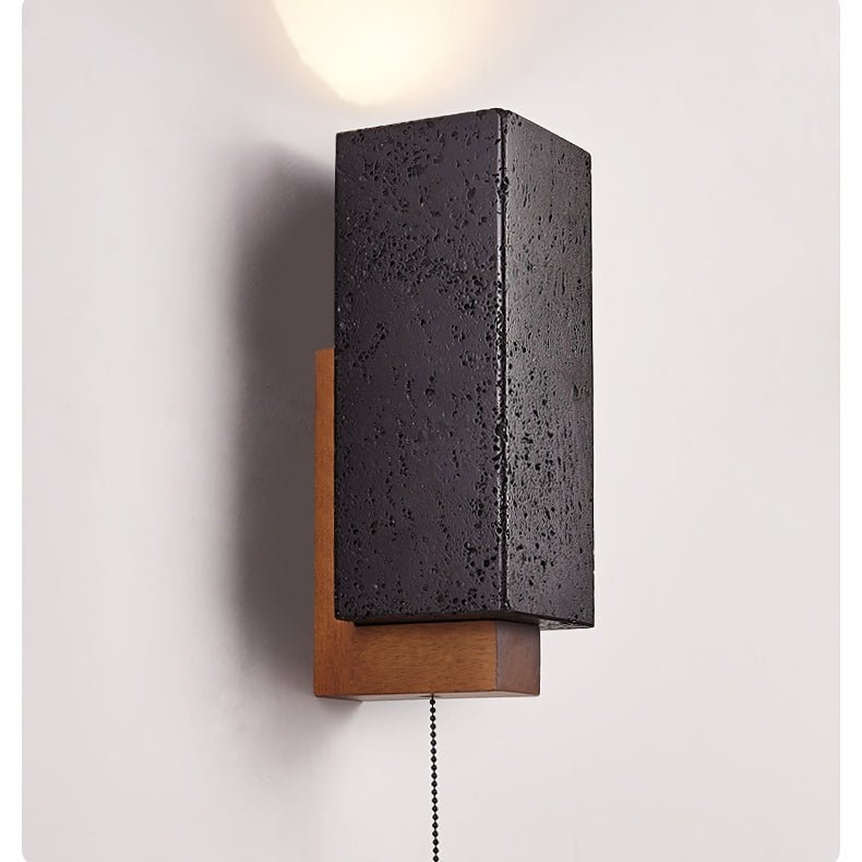 Applique murale moderne Kody en Noyer et noir et nbsp;travertin