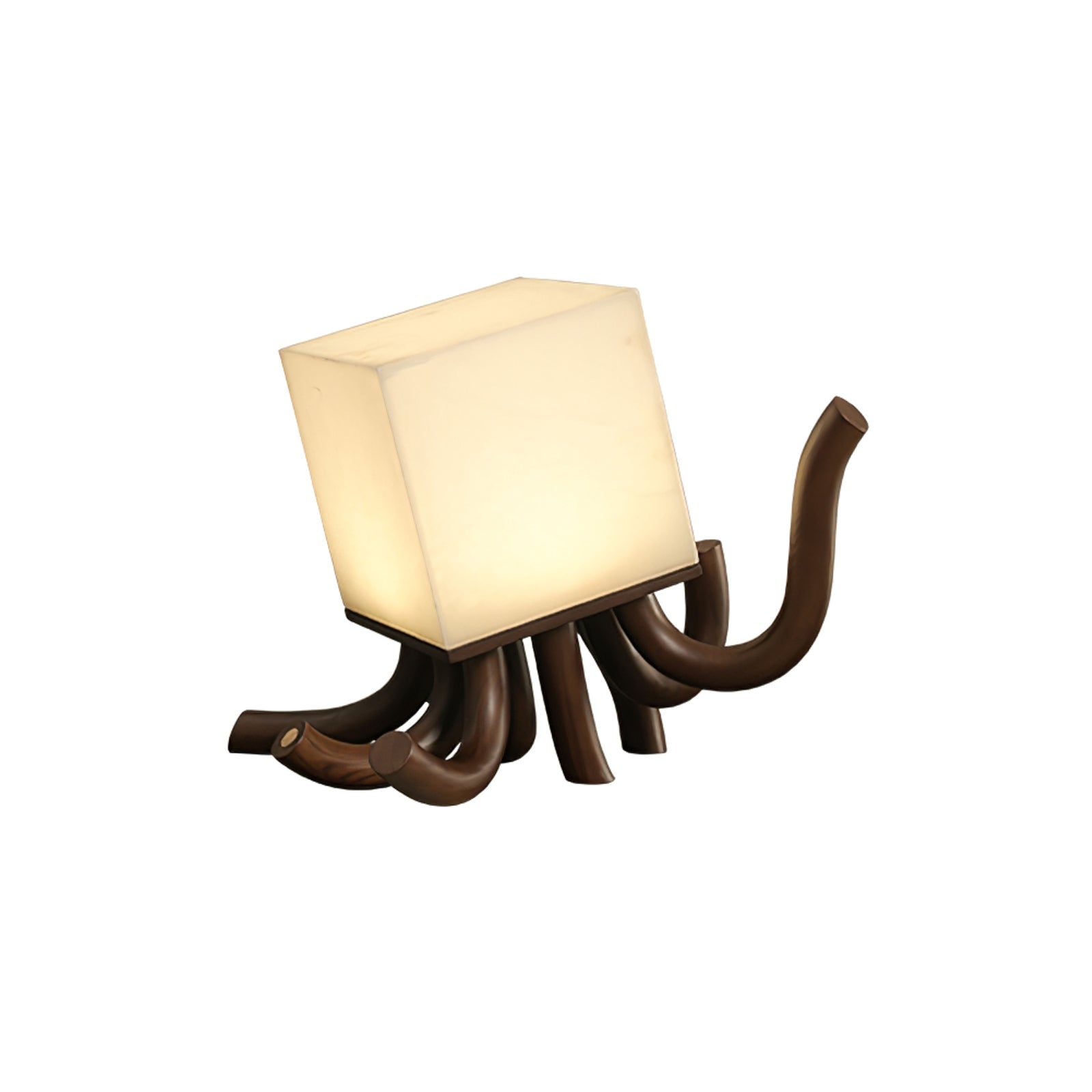 Lampe à poser moderne Eeli en Albâtre Noyer et blanc