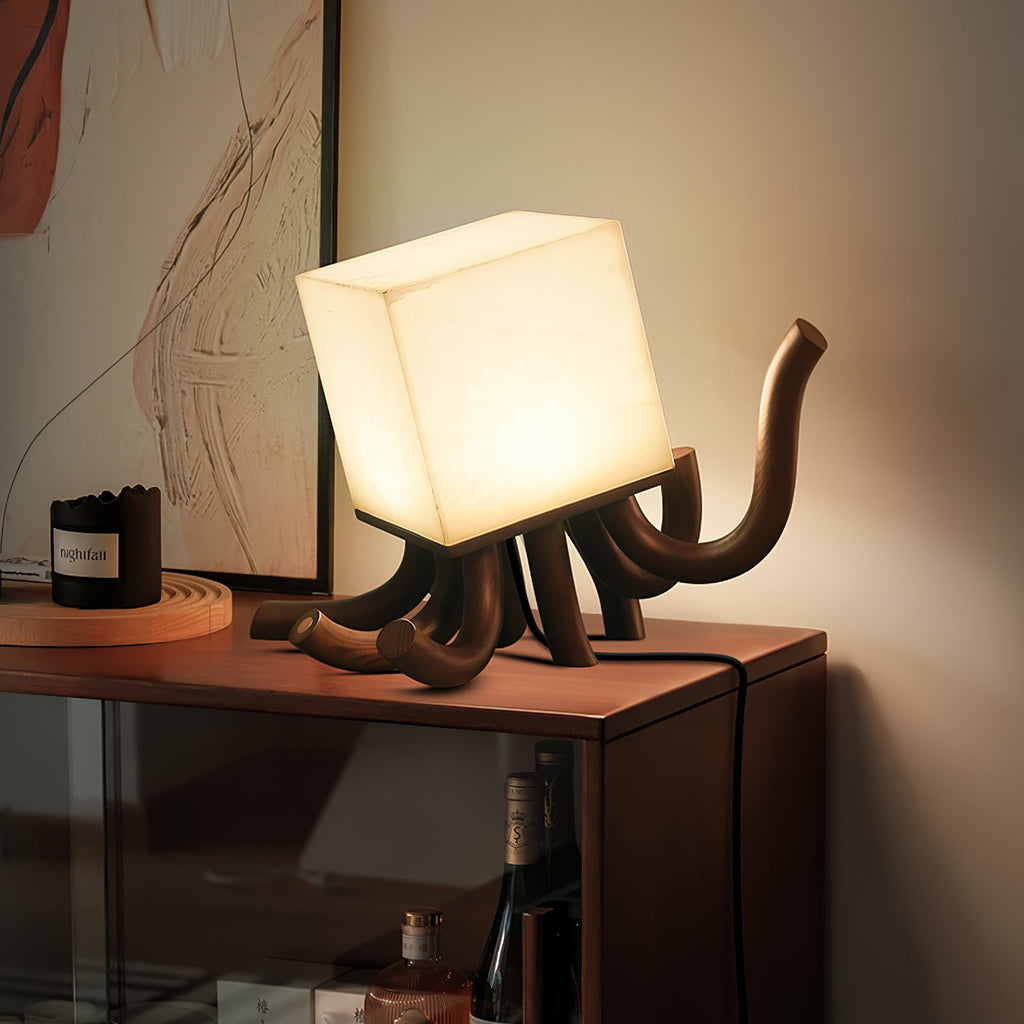 Lampe à poser moderne Eeli en Albâtre Noir et blanc