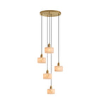 Suspension moderne Wingate en Albâtre Laiton et blanc