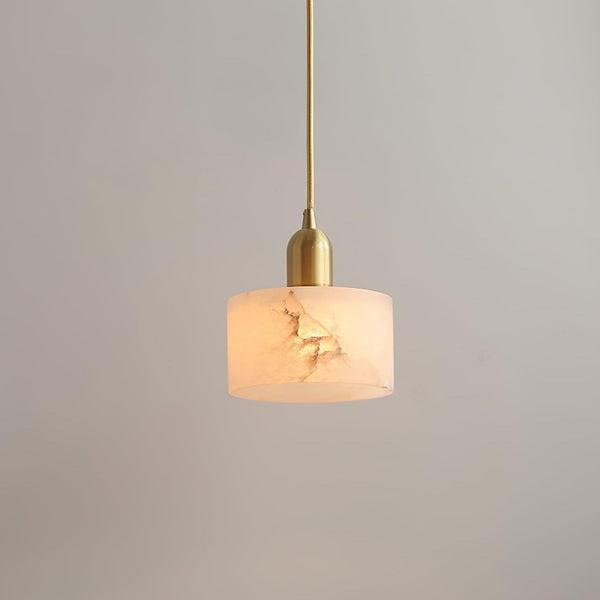 Suspension moderne Wingate en Albâtre Laiton et blanc