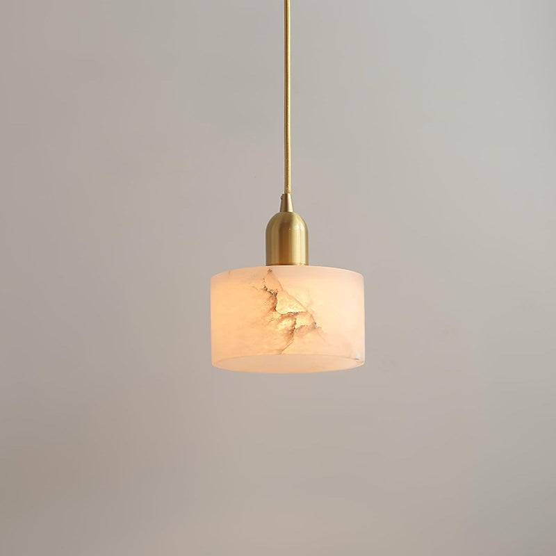 Wingate Modern Alabaster Pendant Light, Brass and White