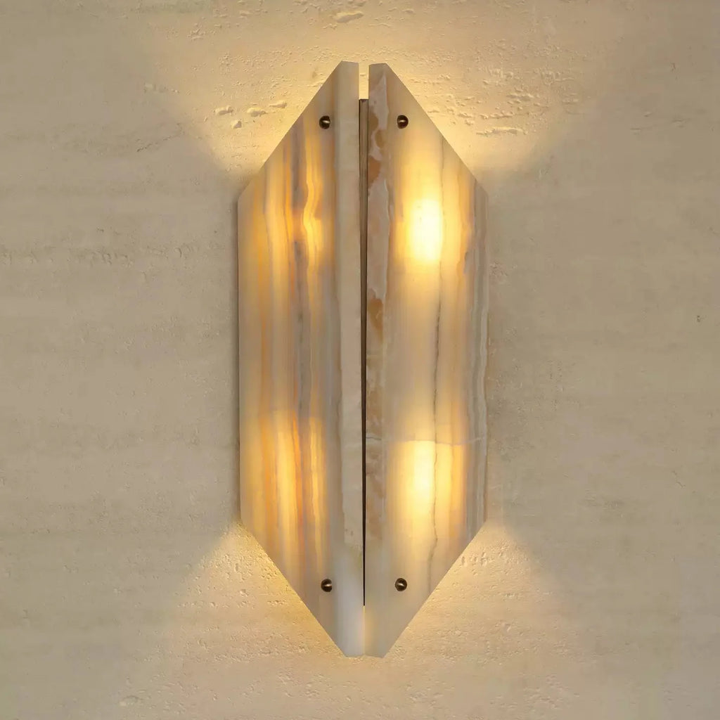 Applique murale moderne Berger en Onyx, Jade Blanc albâtre et blanc