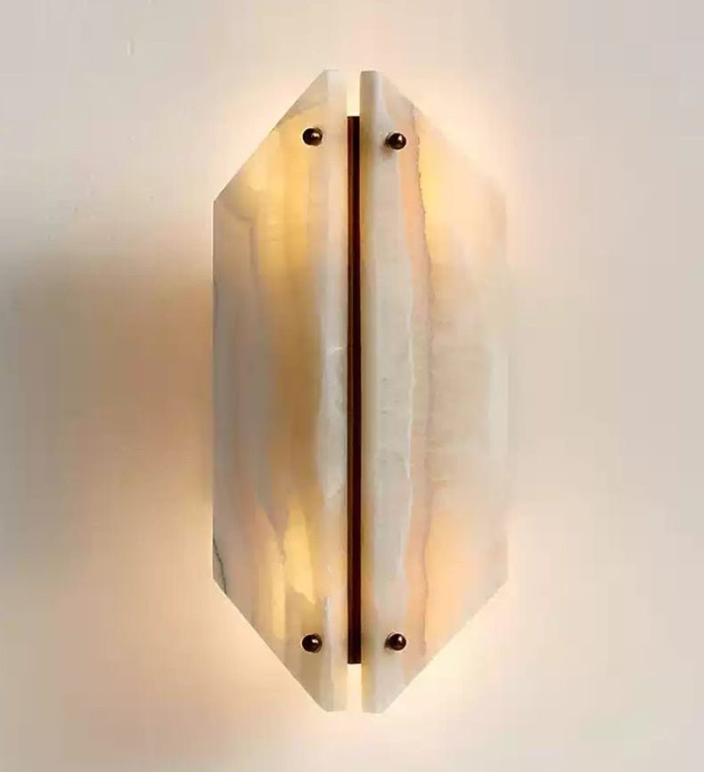 Applique murale moderne Berger en Albâtre, Onyx Blanc Jade et blanc