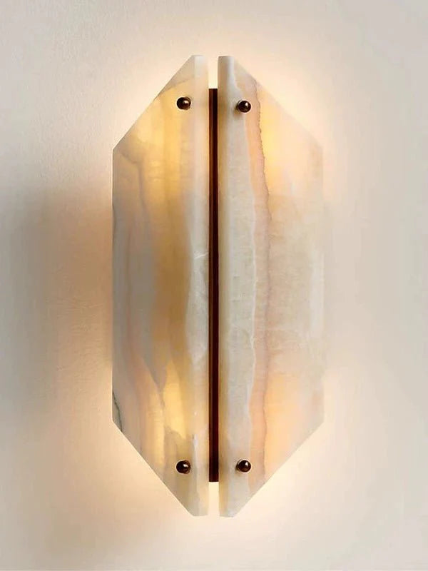 Applique murale moderne Berger en Albâtre, Onyx Blanc Jade et blanc
