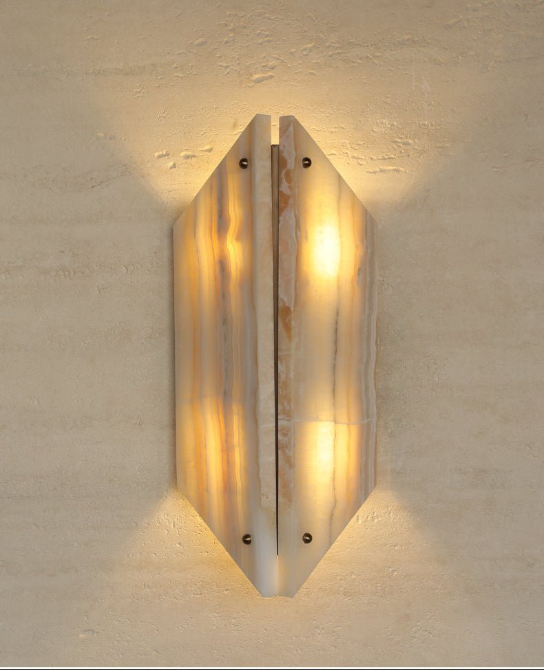 Applique murale moderne Berger en Albâtre, Onyx Blanc Jade et blanc