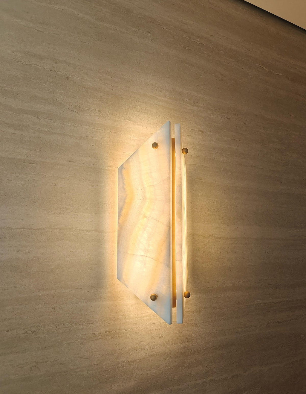 Applique murale moderne Berger en Albâtre, Onyx Blanc Jade et blanc