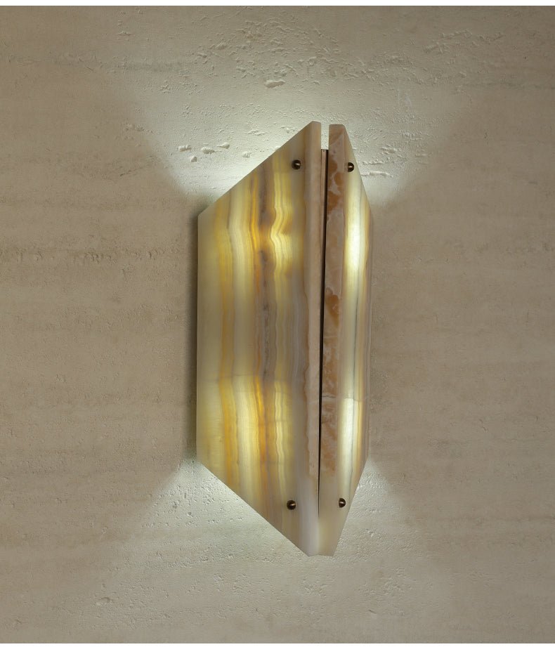 Applique murale moderne Berger en Albâtre, Onyx Blanc Jade et blanc
