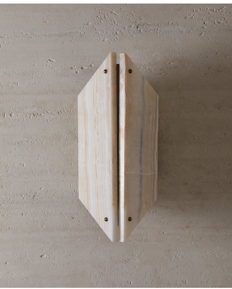 Applique murale moderne Berger en Albâtre, Onyx Blanc Jade et blanc