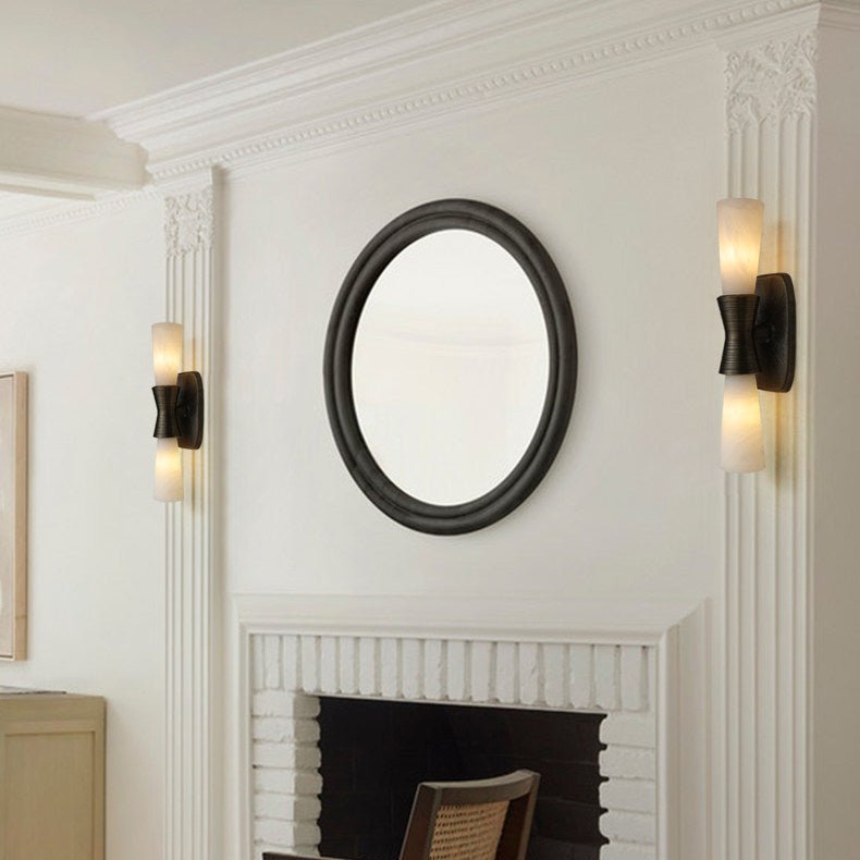 Applique murale moderne Grane en Albâtre Bronze et blanc