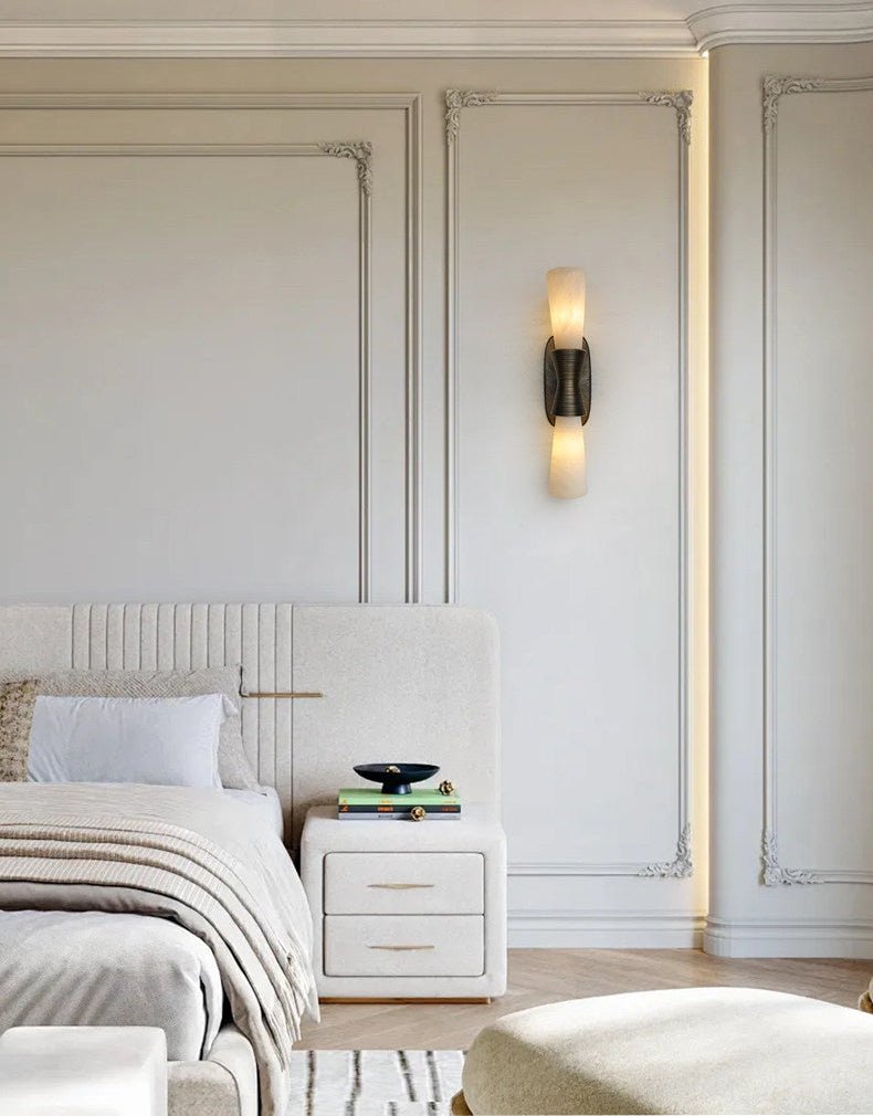 Applique murale moderne Grane en Albâtre Bronze et blanc