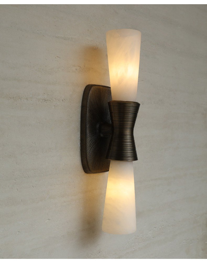 Applique murale moderne Grane en Albâtre Bronze et blanc